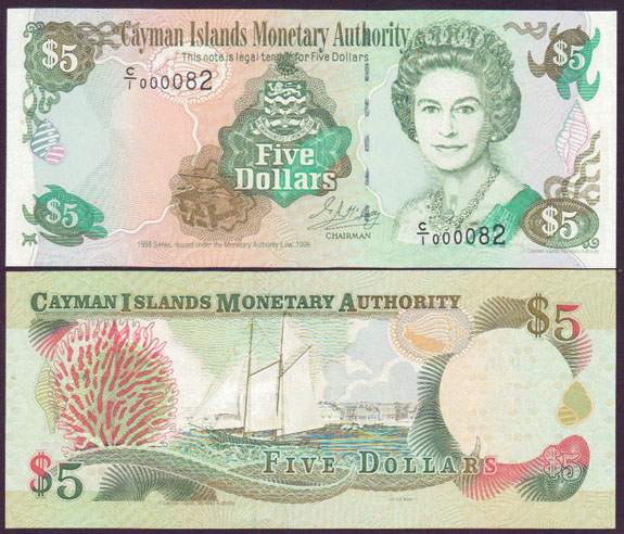 1998 Cayman Islands $5 (Unc) L001348